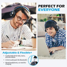 Load image into Gallery viewer, AILIHEN C8 Headphones Wired, On-Ear Kids Headphones with Microphone and Volume Control Foldable Corded Stereo 3.5mm Headset for Smartphones Chromebook Laptop Computer PC Tablets Travel(Black/Blue)
